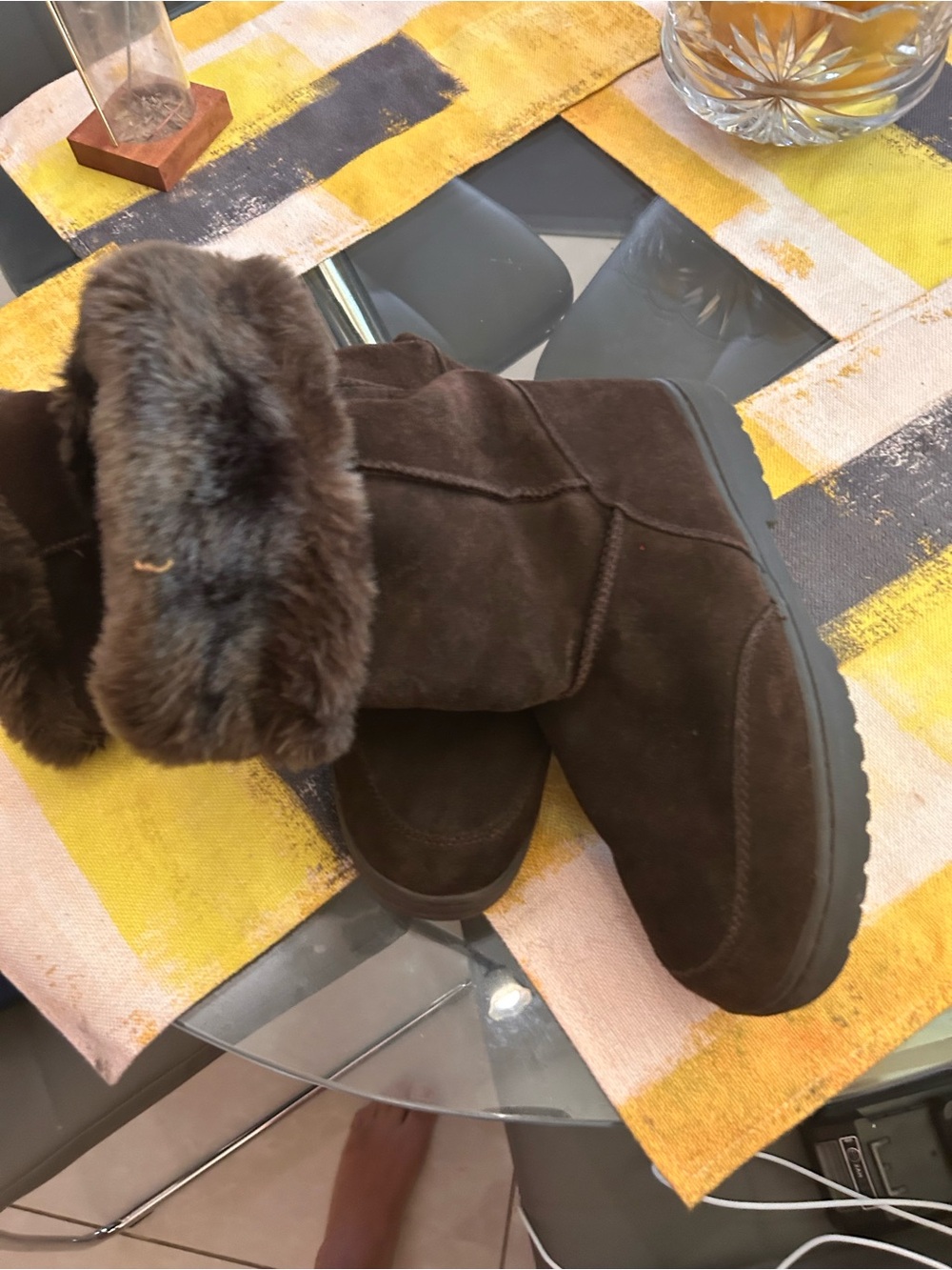 Women’s Brown Faux-Fur Suede Winter Boots